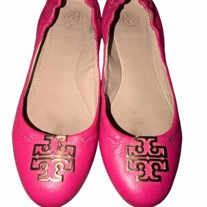 Tory Burch Fuchsia Leather Flats